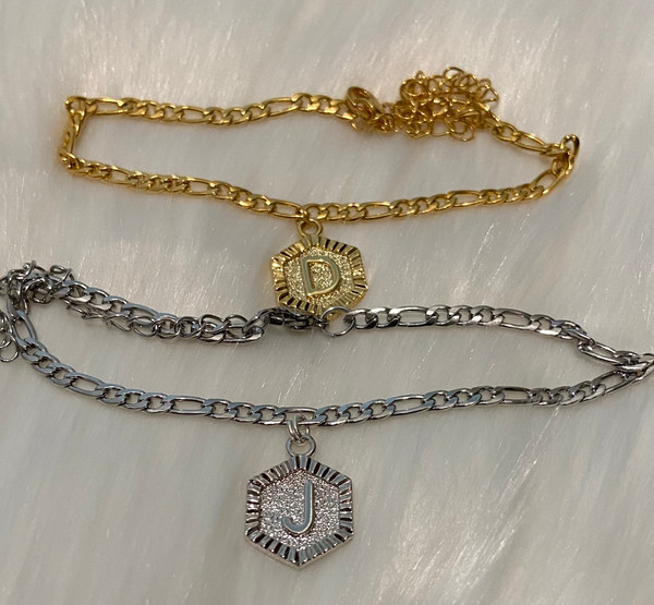 Geometric Initial Necklace OR Anklet