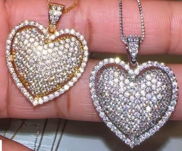 3D Outlined Bling Heart Necklace