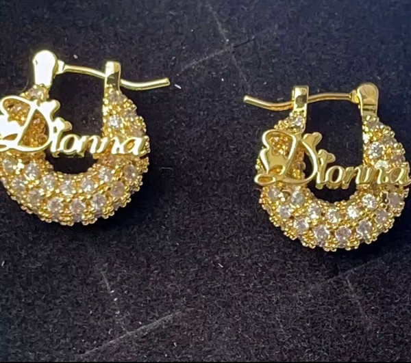 Mini Bling Name Hoops