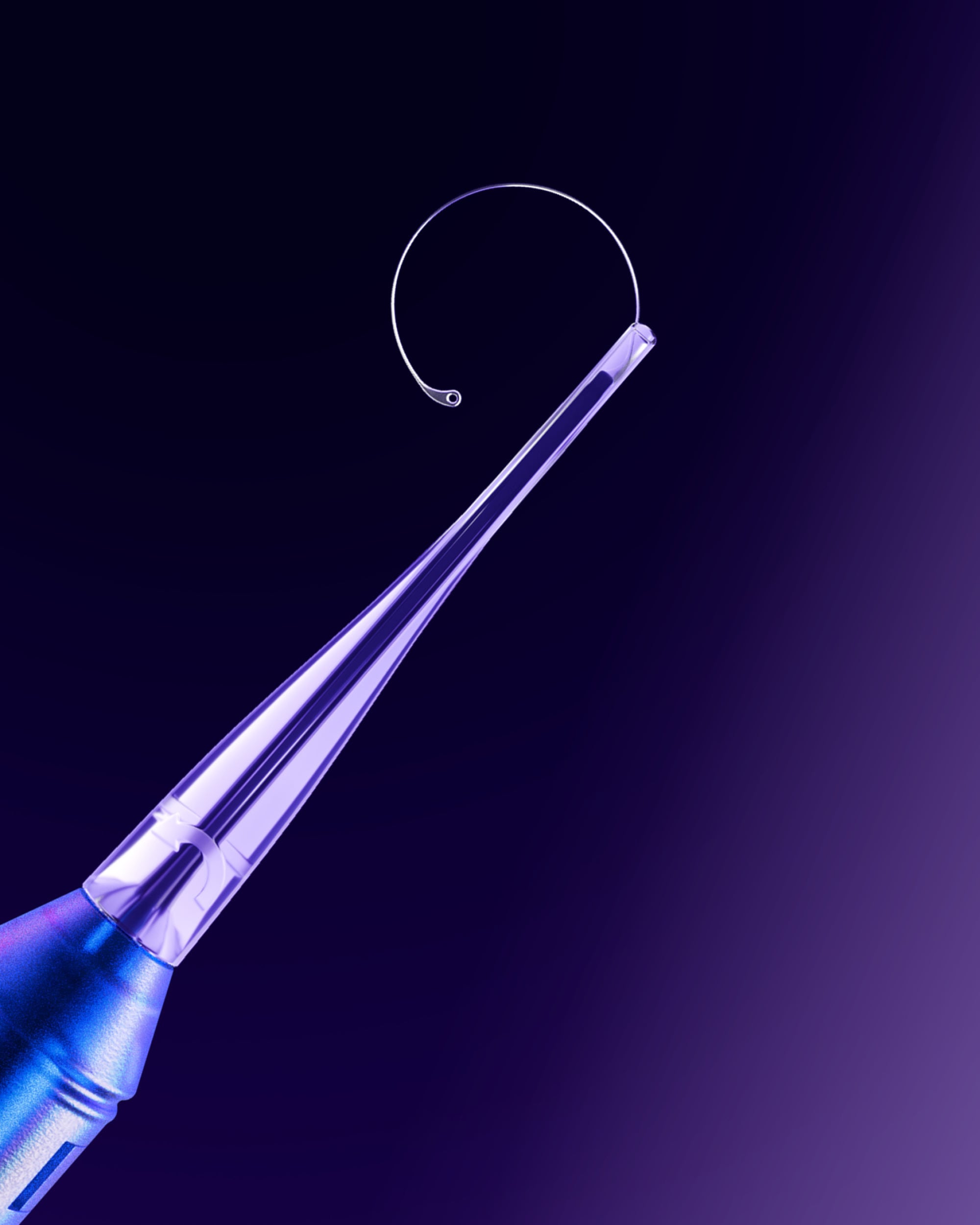 Ringject close up of tip with CTR on dark purple background