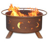 Evening Sky Stars and Moon Metal Fire Pit