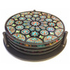 Chartres Cathedral Windows Glass Drink Coasters w/ Metal Holder, Set of 4