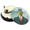 Magritte Surrealism Paintings Glass Drink Coasters w/ Metal Holder, Set of 4