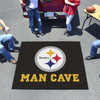 59.5" x 71" Pittsburgh Steelers Man Cave Tailgater Black Rectangle Mat
