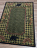 8' x 11' Lakeside Bear Green Wildlife Rectangle Nylon Area Rug