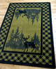 4' x 5' Whitetail Deer Plaid Green Wildlife Rectangle Nylon Area Rug