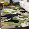3' x 4' Distressed Green Multi Camo Rectangle Scatter Nylon Area Rug