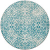 8' Distressed Fine Linen Natural Round Nylon Area Rug