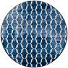 8' Lattice Blue Round Nylon Area Rug