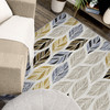 3' x 4' Leaf Dance Taupe Rectangle Scatter Nylon Area Rug