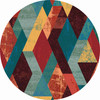 8' Abstraction Multi Round Nylon Area Rug