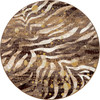 8' Modern Zebra Gold Splash Round Nylon Area Rug