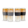 Beer FREEZE Glasses in Black & Gray in SIOC Pkg by Host, Set of 4