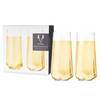 Faceted Crystal Stemless Champagne Flutes by Viski, Set of 2