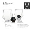 4-Piece Faceted Tumblers & Hexagonal Basalt Stone Set by Viski