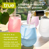 Silicone Wrapped Stemless Wine Glasses by True, Set of 4