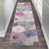 2' x 10' Gray Floral Dhurrie Runner Rug