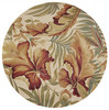 2' x 10' Ivory Tropical Leaves Wool Indoor Runner Rug