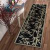 2' x 10' Black Hand Tufted Bordered Tropical Bamboo Indoor Runner Rug