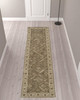 2' x 10' Green Brown and Taupe Wool Paisley Tufted Handmade Runner Rug