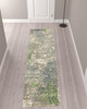 2' x 10' Blue and Green Abstract Hand Loomed Stain Resistant Runner Rug