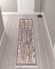 2' x 10' Gray Faded Tribal Motifs Runner Rug