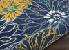 2' x 10' Blue Floral Power Loom Runner Rug