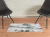 2' x 3' Silver Grey Teal Blue and Charcoal Abstract Printed Non Skid Area Rug