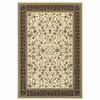 2' x 3' Ivory and Black Oriental Power Loom Stain Resistant Area Rug