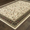 2' x 3' Ivory and Black Oriental Power Loom Stain Resistant Area Rug