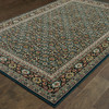 2' x 3' Navy Blue Oriental Power Loom Stain Resistant Area Rug