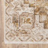 2' x 3' Gold and Ivory Oriental Power Loom Stain Resistant Area Rug with Fringe
