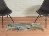 2' x 3' Gold Grey and Ivory Abstract Power Loom Stain Resistant Area Rug