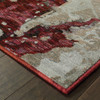 2' x 3' Red and Beige Abstract Power Loom Stain Resistant Area Rug