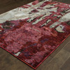 2' x 3' Red and Beige Abstract Power Loom Stain Resistant Area Rug