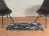 2' x 3' Navy and Green Abstract Power Loom Stain Resistant Area Rug