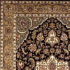 2' x 3' Beige and Black Floral Medallion Area Rug