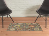 2' x 3' Grey Charcoal Yellow Blue Rust Red Pink Green & Ivory Oriental Power Loom Area Rug