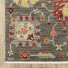 2' x 3' Grey Charcoal Yellow Blue Rust Red Pink Green & Ivory Oriental Power Loom Area Rug