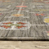 2' x 3' Grey Charcoal Yellow Blue Rust Red Pink Green & Ivory Oriental Power Loom Area Rug