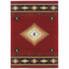 2' x 3' Red and Beige Ikat Pattern Scatter Rug