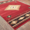 2' x 3' Red and Beige Ikat Pattern Scatter Rug
