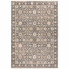 2' x 3' Grey and Ivory Oriental Power Loom Stain Resistant Area Rug with Fringe