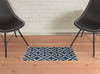 2' x 3' Navy Blue Moroccan Machine Tufted Area Rug with UV Protection