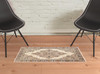 2' x 3' Ivory Gold Grey and Blue Oriental Power Loom Stain Resistant Area Rug