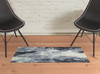 2' x 3' Navy and Ivory Abstract Power Loom Stain Resistant Area Rug