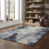 2' x 3' Navy and Ivory Abstract Power Loom Stain Resistant Area Rug