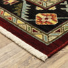 2' x 3' Red Black Beige and Blue Oriental Power Loom Area Rug with Fringe