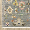 2' x 3' Grey Ivory Gold Salmon Red Blue and Green Oriental Power Loom Area Rug