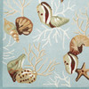 2' x 3' Blue Hand Hooked Sea Shells Indoor Accent Rug